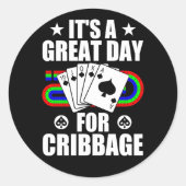Cribbage Board Voor Cribbage Kaart Speler Grappig Ronde Sticker (Voorkant)