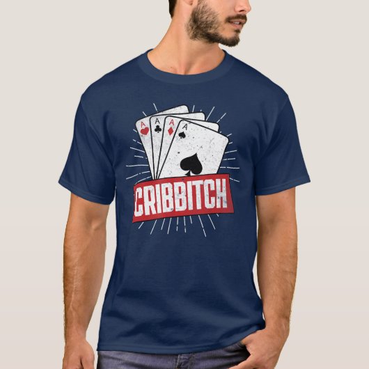 Cribbage Bordspel Pun Cribbitch Cribbage Speler T-shirt (Voorkant)