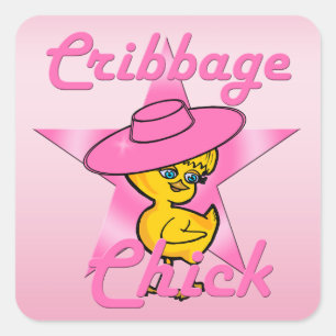 Cribbage Chick #8 Vierkante Sticker