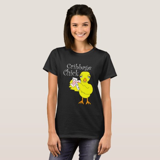 Cribbage Chick Curly Tekst T-shirt (Voorkant volledig)
