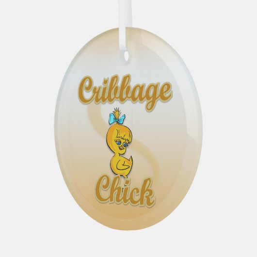 Cribbage Chick Glas Ornament (Voorkant links)