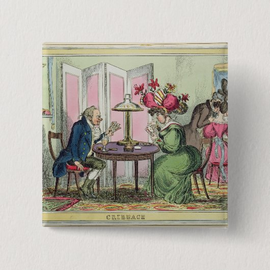 Cribbage, gepubliceerd door Thomas McLean, Londen Vierkante Button 5,1 Cm (Voorkant)