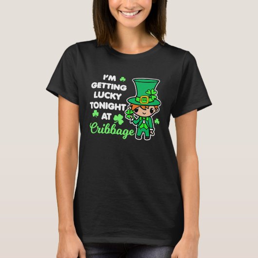 Cribbage St Patrick's Day Leprechaun Saying Card G T-shirt (Voorkant)