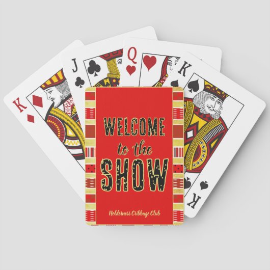 Cribbage Welcome to the Show Personalized Red Gold Pokerkaarten (Achterkant)
