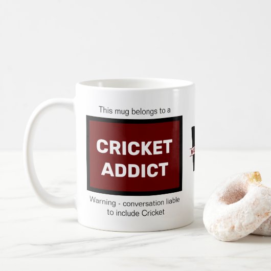 Cricket Addict Voeg Jouw naam Monogram Initiaal Koffiemok (Met donut)
