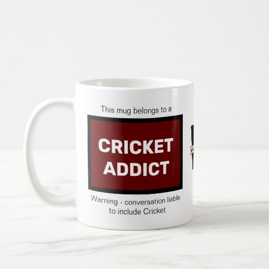 Cricket Addict Voeg Jouw naam Monogram Initiaal Koffiemok (Links)