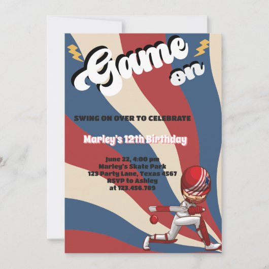 cricket american flag spel op speler kids Verjaard Kaart (Voorkant)