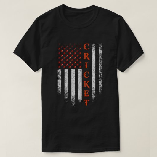 Cricket Apparel US Flag Cricket Player American T-shirt (Design voorkant)