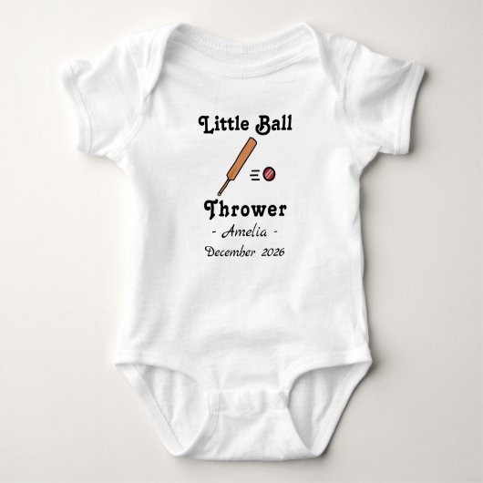 Cricket Baby Shower Little Ball Thrower Cricketer Romper (Voorkant)