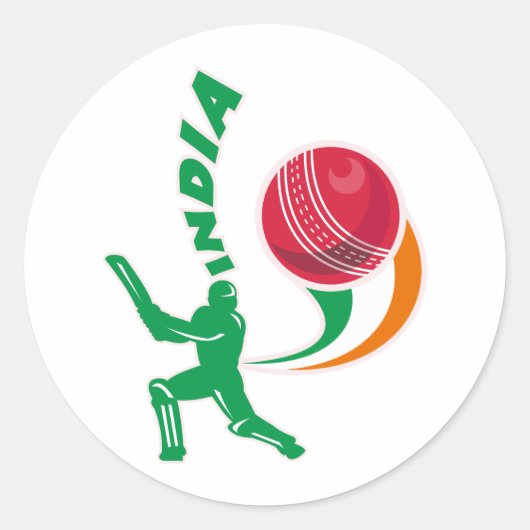 cricket bal batsman batting India Ronde Sticker (Voorkant)