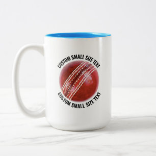 Cricket Bal & Kleine Tekst LICHTBLAUW 425g Custom Tweekleurige Koffiemok