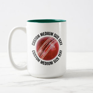 Cricket Bal, Medium Tekst HUNTER GROEN 425g Custom Tweekleurige Koffiemok