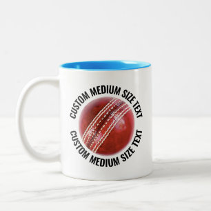 Cricket Bal & Medium Tekst LICHTBLAUW 11oz Aangepa Tweekleurige Koffiemok