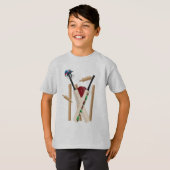 cricket bal stumps vleermuizen ontwerp, t-shirt (Voorkant volledig)