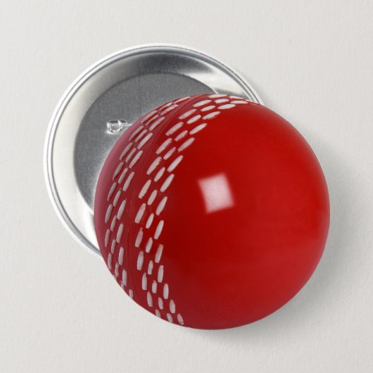 Cricket Ball Badge Ronde Button 7,6 Cm (Voorkant /achterkant)