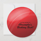 Cricket Ball Birthday Party Kaart (Voorkant)