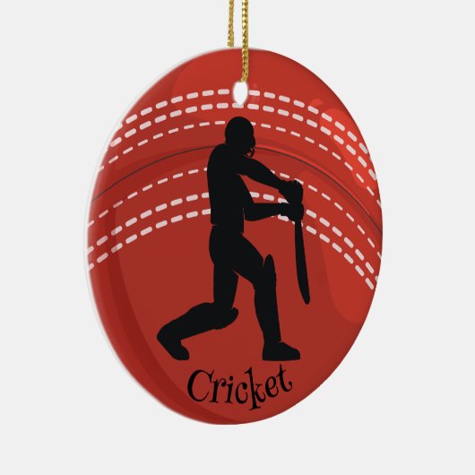 Cricket Ball Cricketer Design Ceramic Ornament (Rechts)