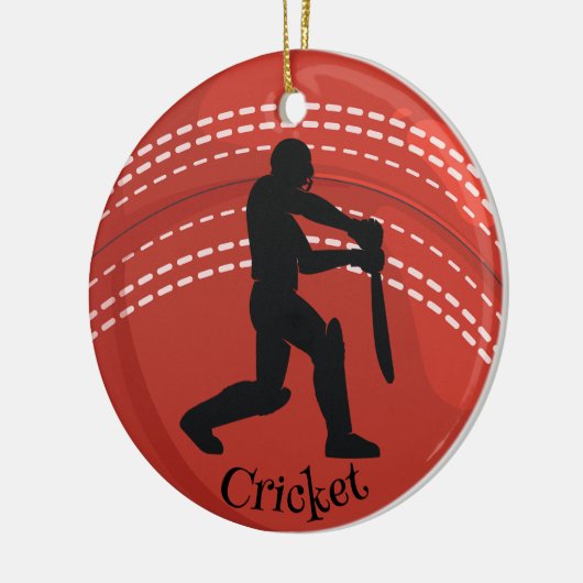 Cricket Ball Cricketer Design Ceramic Ornament (Links)