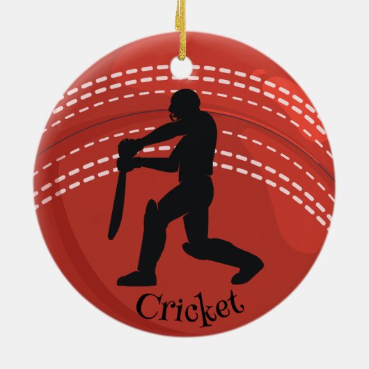 Cricket Ball Cricketer Design Ceramic Ornament (Achterkant)