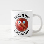 Cricket Ball Custom Happy Face & gepersonaliseerde Grote Koffiekop (Rechts)