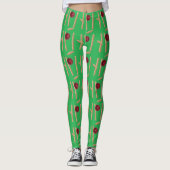 Cricket Ball Hitting Stompen Patroon Leggings (Voorkant)