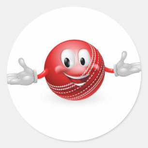 Cricket Ball Mascot Ronde Sticker
