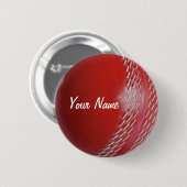 Cricket Ball Red past zich aan met Jouw naam Ronde Button 5,7 Cm (Voorkant /achterkant)