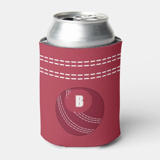 Cricket Ball Seam Monogram Cricketer Blikjeskoeler (Blikje Voorkant)