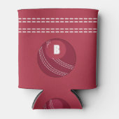 Cricket Ball Seam Monogram Cricketer Blikjeskoeler (Voorkant)