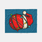 Cricket Ball With Santa Hat Funny Christmas Xmas G Fleece Deken (Voorkant (Horizontaal))