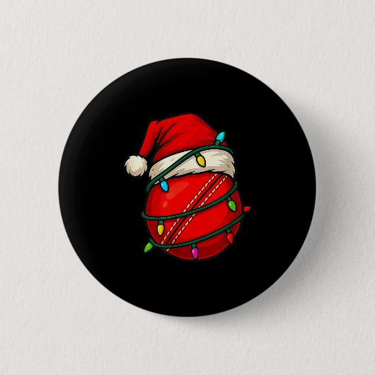 Cricket Ball With Santa Hat Funny Christmas Xmas G Ronde Button 5,7 Cm (Voorkant)
