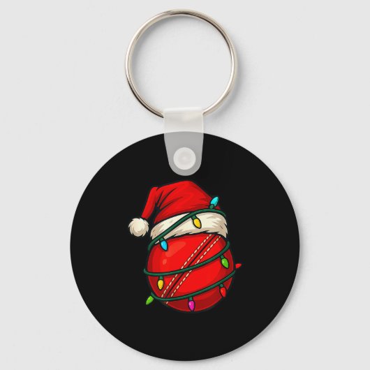 Cricket Ball With Santa Hat Funny Christmas Xmas G Sleutelhanger (Voorkant)