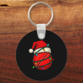 Cricket Ball With Santa Hat Funny Christmas Xmas G Sleutelhanger (Voorkant)