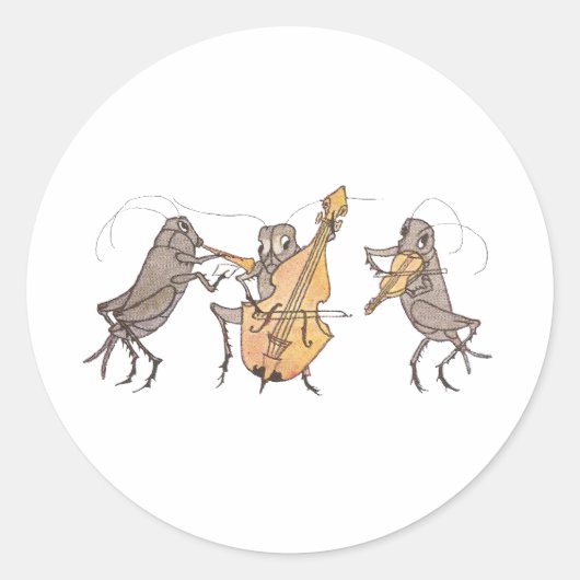 Cricket Band met Horn, Cello en Violin Ronde Sticker (Voorkant)