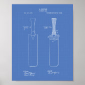 Cricket Bat 1886 Patent Art Blueprint Poster (Voorkant)