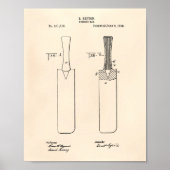 Cricket Bat 1886 Patent Art Old Peper Poster (Voorkant)