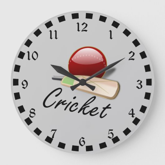 Cricket bat and ball, populair design grote klok (Voorkant)