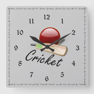 Cricket bat and ball, populair design vierkante klok