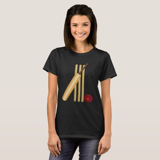 Cricket Bat Ball and Wicket T-shirt (Voorkant volledig)