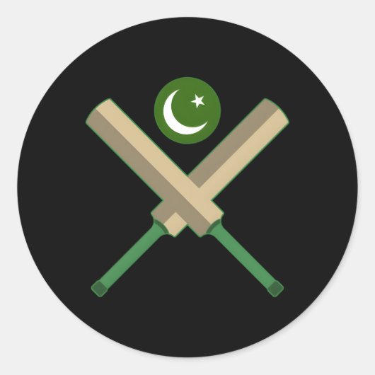 Cricket Bat Cricket Ball Pakistani Flag Pakistan C Ronde Sticker (Voorkant)