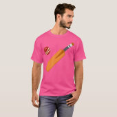 Cricket bat en bal cricket spel t-shirt (Voorkant volledig)