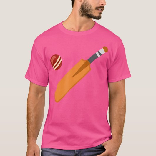 Cricket bat en bal cricket spel t-shirt (Voorkant)