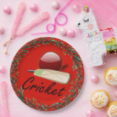 Cricket bat en bal, Kerstmis, Papieren Bordje (Feest)