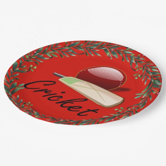 Cricket bat en bal, Kerstmis, Papieren Bordje (Gekanteld)