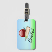 Cricket - bat en bal op grijze horizon bagagelabel (Voorkant (verticaal))