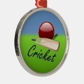 Cricket - bat en bal op grijze horizon metalen ornament (Rechts)