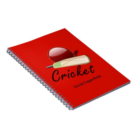 Cricket bat en bal SJABLOON Notitieboek (Rechterzijde)