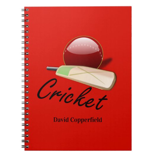Cricket bat en bal SJABLOON Notitieboek (Voorkant)
