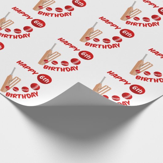 Cricket Bat en Ball Kids Verjaardag Cadeaupapier (Hoek)