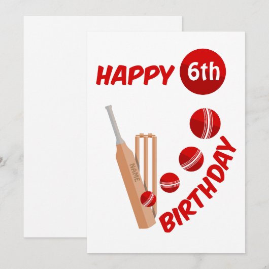 Cricket Bat en Ball Kids Verjaardag Feestdagenkaart (Voorkant / Achterkant)